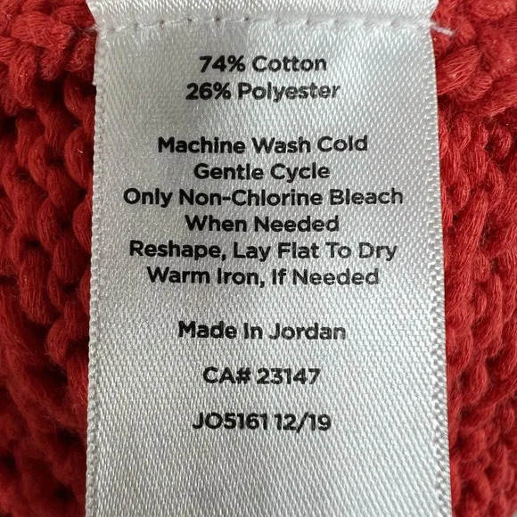 Talbots Womens Lp Red Pointelle Open Knit Sweater 3/4 Sleeve Lattice Diamond Top - Picture 12 of 14